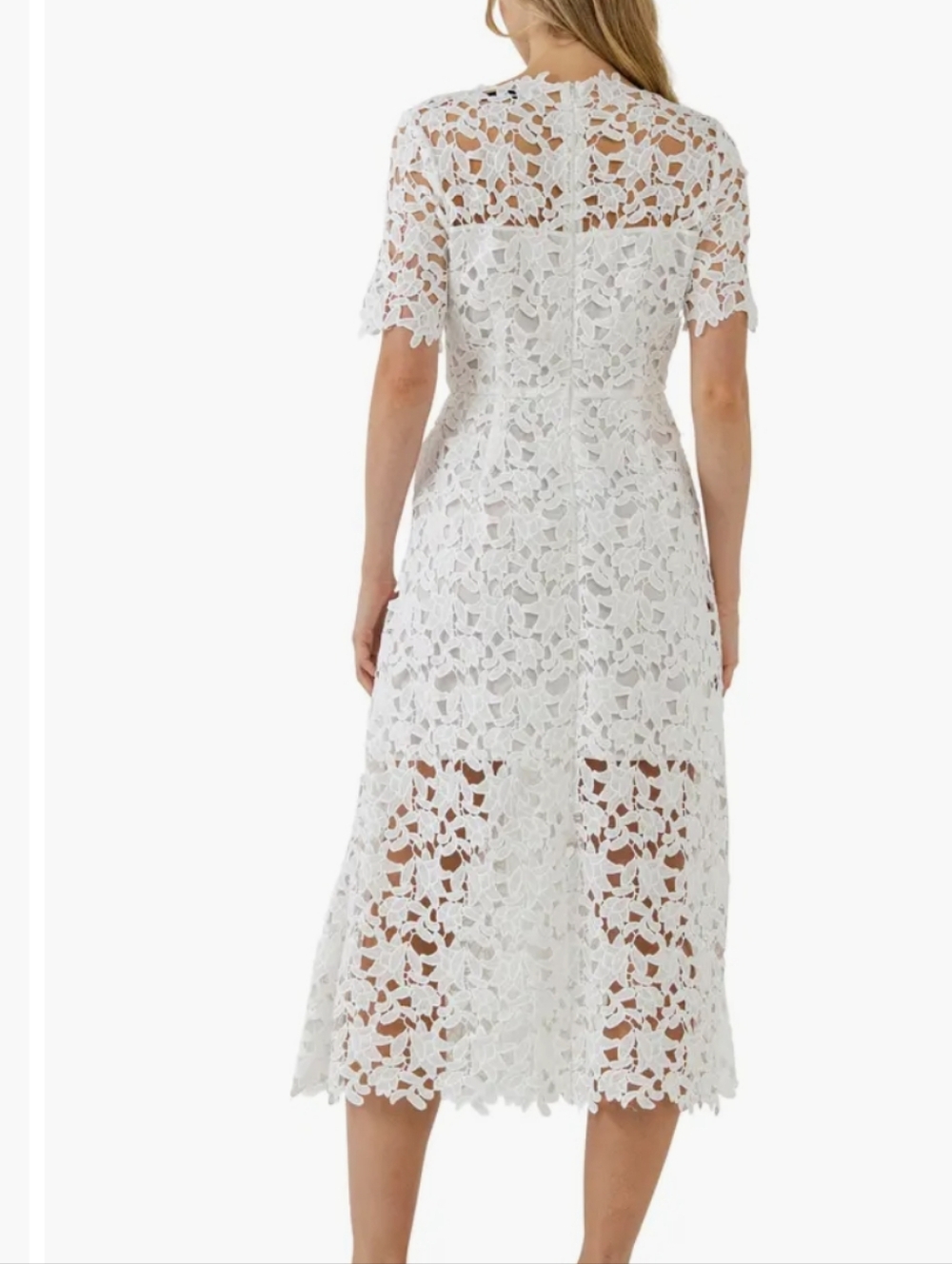 Endless Rose Allover Lace Midi Dress In White...Size Medium - Picture 2 of 8